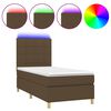 vidaXL Cama box spring c/ colch&atilde;o/LED 80x200cm tecido castanho-escuro