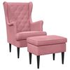 vidaXL Poltrona com Puff 2 unid. Rosa Veludo