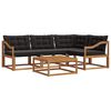 vidaXL Conjunto de Sof&aacute;s para Exterior 5 pcs Natural e Preto
