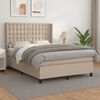 vidaXL Cama com molas/colchão 140x190 cm couro artificial cappuccino
