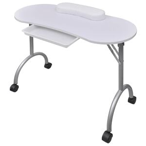 Mesa manicure dobr&aacute;vel com rodas, branca