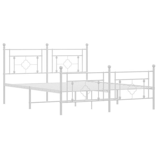 vidaXL Estrutura de cama com cabeceira e pés 160x200 cm metal branco
