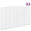 vidaXL Cestos gabi&atilde;o arqueados 3pcs 400x30x220/240cm ferro galvanizado