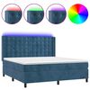 vidaXL Cama box spring c/ colch&atilde;o/LED 160x200 cm veludo azul-escuro
