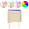 vidaXL Cabeceira de cama c/ luzes LED tecido 83x16x118/128cm cor creme