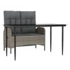 vidaXL 2 pcs conjunto de jantar p/ jardim c/ almofad&otilde;es vime PE cinza