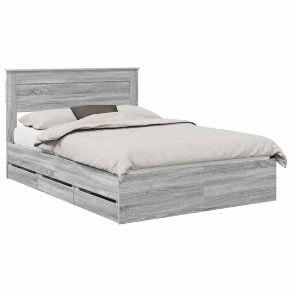 vidaXL Estrutura da Cama com gaveta Cinza Sonoma 150 x 200 cm