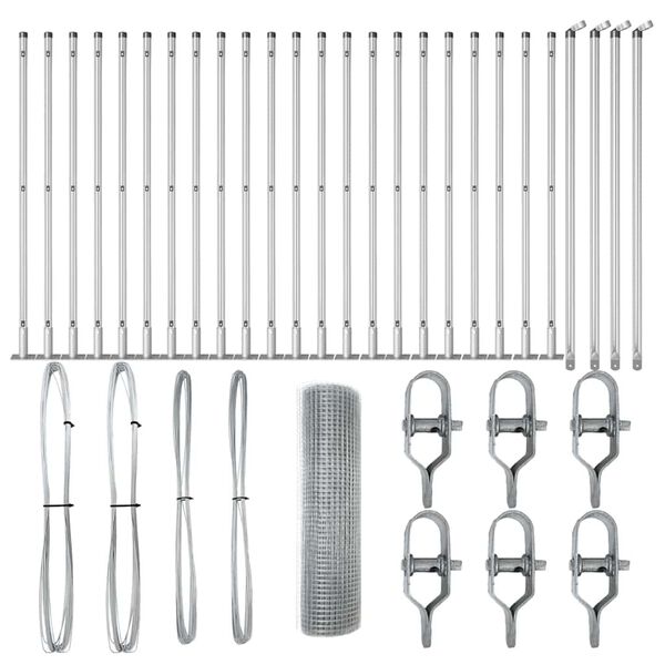 vidaXL Poste de Cerca Prateado 50 x 1 m (malha de 12 x 12 mm) A&ccedil;o