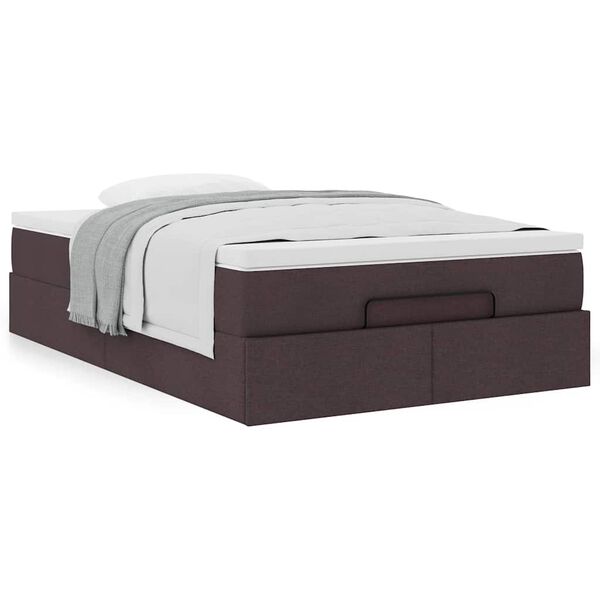vidaXL Estrutura de cama otomana com colch&atilde;o 120x190cm castanho escuro