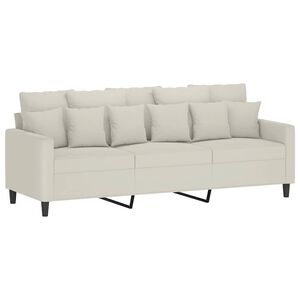 vidaXL Sof&aacute; de 3 lugares 180 cm veludo cor creme