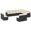 vidaXL 12 pcs conjunto de sof&aacute;s de jardim c/ almofad&otilde;es vime PE preto
