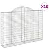 vidaXL Cestos gabi&atilde;o arqueados 10 pcs 200x30x140/160 ferro galvanizado