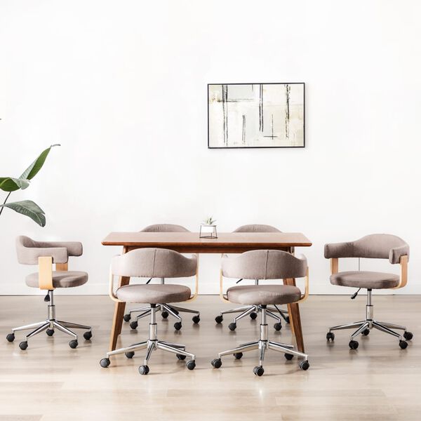 vidaXL Cadeiras jantar 6 pcs madeira curvada/tecido cinza-acastanhado