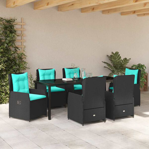 vidaXL Conjunto de Jantar para Jardim 7 pcs Preto Rattan Sint&eacute;tico