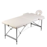 vidaXL Mesa massagens dobrável 2 zonas estrutura alumínio branco nata