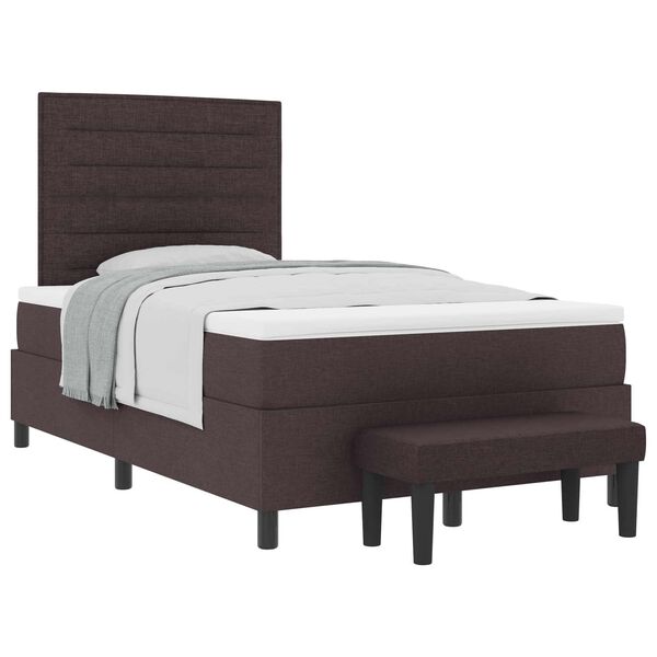 vidaXL Cama Box com colch&atilde;o Marrom Escuro 120 x 190 cm tecido