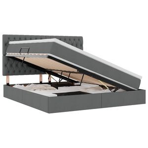 vidaXL Cama com arruma&ccedil;&atilde;o e colch&atilde;o Cinza Escuro 160 x 200 cm