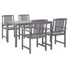 vidaXL 5 pcs conjunto de jantar para exterior ac&aacute;cia maci&ccedil;a cinzento