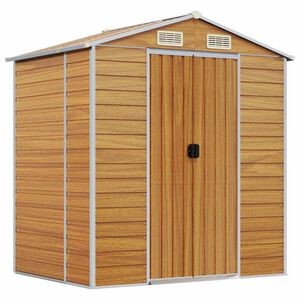 vidaXL Abrigo de jardim 191x130x198 cm a&ccedil;o galvanizado castanho-claro