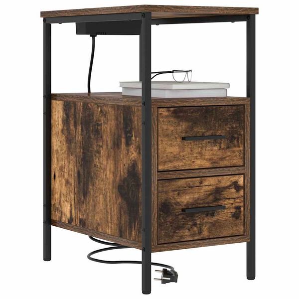 vidaXL Arm&aacute;rio de Cabeceira Carvalho Defumado 30 x 48 x 61 cm