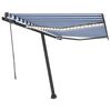 vidaXL Toldo autom&aacute;tico LED e sensor de vento 300x250 cm azul e branco