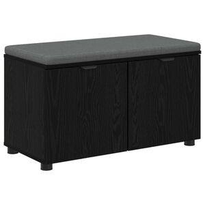 vidaXL Banco de Hall com almofada Carvalho Preto 80 x 46 x 46 cm