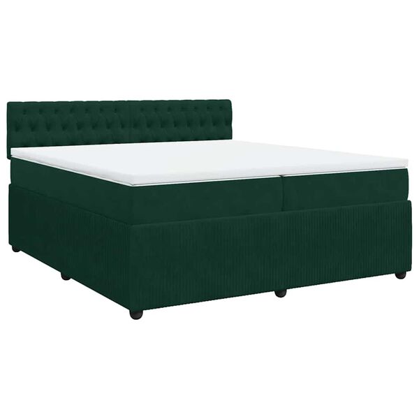 vidaXL Cama com molas/colch&atilde;o 200x200 cm veludo verde-escuro