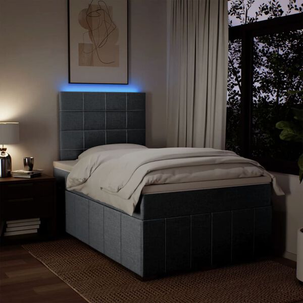 vidaXL Cama boxspring com colch&atilde;o 120x190 cm tecido cinzento-claro