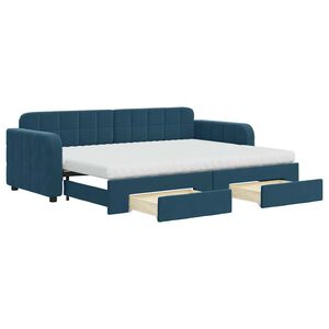 vidaXL Sof&aacute;-cama com gavet&atilde;o e gavetas 80x200 cm veludo azul