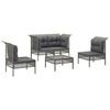 vidaXL 5 pcs conjunto lounge de jardim c/ almofadões vime PE cinzento