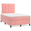 vidaXL Cama box spring c/ colch&atilde;o luzes e LED 120x190 cm veludo rosa