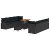 vidaXL Conjunto de Sof&aacute; de Jardim 11 unid. Preto vime PE