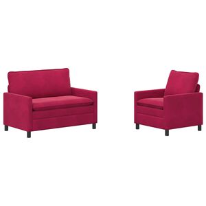 vidaXL Conjunto de Sof&aacute;s 2 unid. Vinho Vermelho Veludo