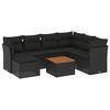 vidaXL 8 pcs conjunto sof&aacute;s de jardim com almofad&otilde;es vime PE preto