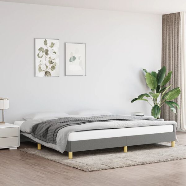 vidaXL Estrutura de cama sem colch&atilde;o 200x200 cm tecido cinzento-escuro