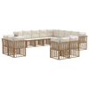 vidaXL Conjunto de Sof&aacute;s para Exterior Natural e Branco Creme
