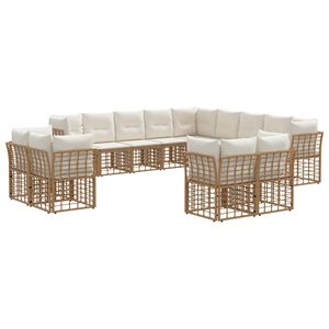 vidaXL Conjunto de Sof&aacute;s para Exterior Natural e Branco Creme