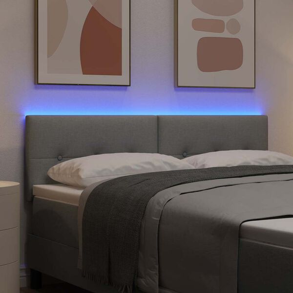 vidaXL Cabeceira LED com cabeceira Cinzento-claro 160 cm Poli&eacute;ster
