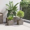 vidaXL Cesta de Plantas com armazenamento 3 pcs Cinzeto Rattan Kubu