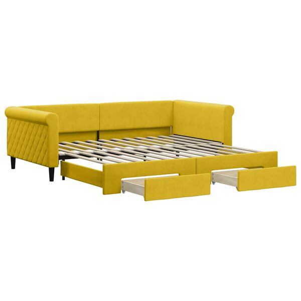 vidaXL Sof&aacute;-cama com gavet&atilde;o e gavetas 100x200 cm veludo amarelo