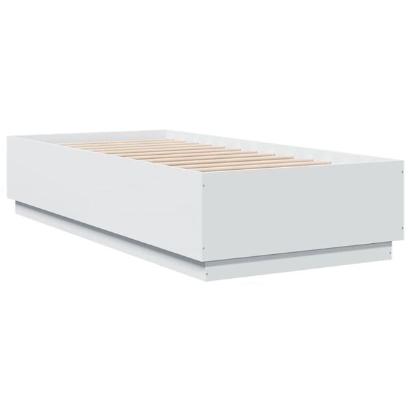 vidaXL Estrutura cama c/ luzes LED 100x200 cm derivados madeira branco