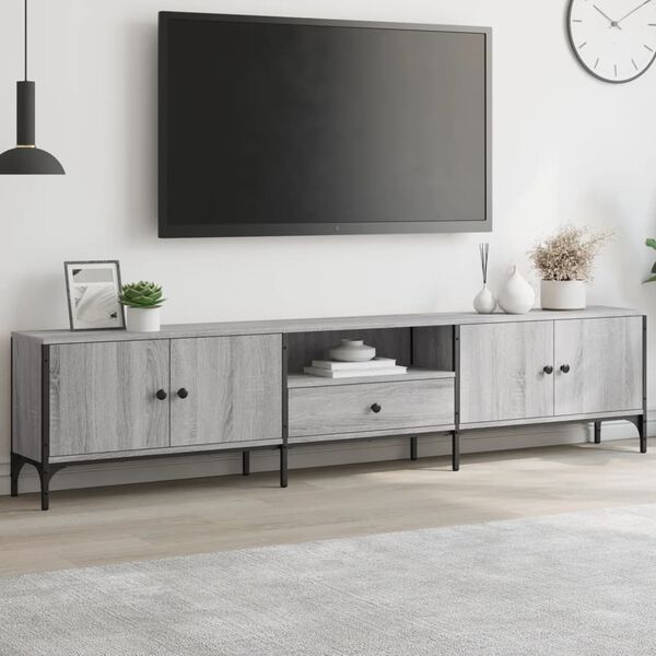 vidaXL Móvel TV c/ gaveta 200x25x44 cm derivados madeira cinza sonoma