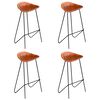 vidaXL Cadeiras de bar 4 pcs couro genu&iacute;no castanho