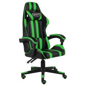 vidaXL Cadeira estilo corrida couro artificial preto e verde