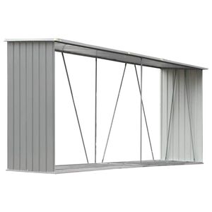 vidaXL Abrigo jardim p/ arruma&ccedil;&atilde;o de troncos a&ccedil;o 330x84x152cm cinzento