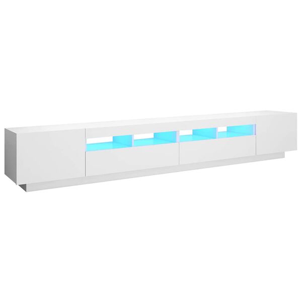 vidaXL M&oacute;vel de TV com luzes LED 260x35x40 cm branco