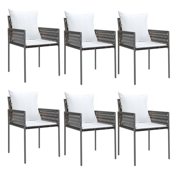 vidaXL 7 pcs conjunto de jantar p/ jardim c/ almofad&otilde;es vime PE e a&ccedil;o