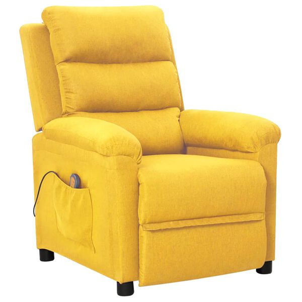 vidaXL Poltrona de massagens tecido amarelo-claro