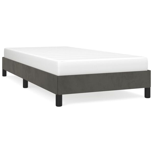 vidaXL Estrutura de cama sem colch&atilde;o 90x190 cm veludo cinzento-escuro