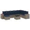 vidaXL Conjunto de sof&aacute; de jardim de 9 pe&ccedil;as com almofadas em rattan sint&eacute;tico cinza